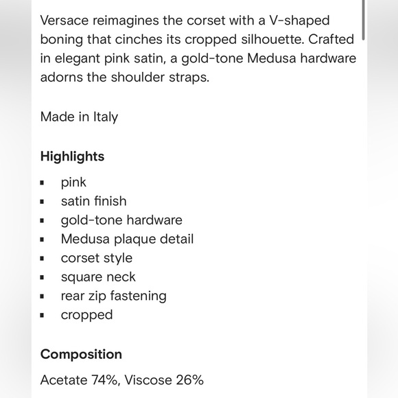 Versace NWT Medusa '95 Satin Corset Top - Picture 5 of 6